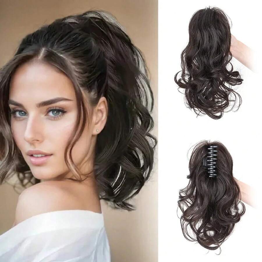 Extensiones de cola de caballo sintéticas de 12 pulgadas, cola de caballo corta y rizada, pinza de pelo negra, marrón y rubia para mujer XOFI - 2M30 - Ver 1