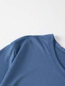 2 piezas de pijama de verano para hombre, de manga corta y ligero - top de manga corta y pantalones cortos, conjunto de ropa informal de estar en casa de manga corta para hombres - Celeste - Ver 7