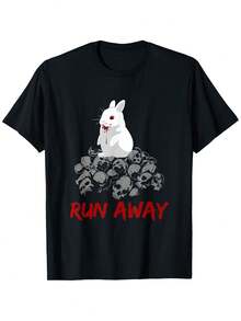 Camiseta Run Away Tee Bunny Funny Grail, Estilo Holgado, Nueva Camiseta Unisex de Manga Corta, Casual y Cómoda, 100%, Tallas S-XXXL - Negro - Ver 6