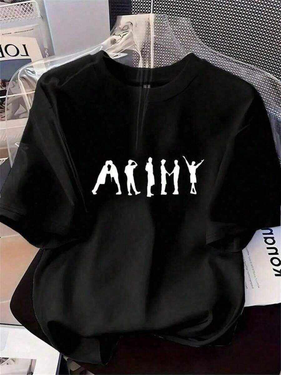 100% algodón puro, transpirable y agradable para la piel. Diseño clásico de cuello redondo, corte ajustado y adecuado para todo tipo de cuerpos. Estampado de moda con estilo minimalista y de alta calidad. Diseño unisex perfecto para conjuntos de pareja, ideal para el transporte diario, citas, ocio y ropa urbana - versátil y atemporal. - Negro - Ver 1