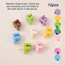 10pcs Electroplated Acrylic Large Hole English Letter Beads, DIY Phone Lanyard, Casual Shoe Charms, Handmade Jewelry Accessories, Holiday Gift [Random Mixed Color] - AB Colorful - View 15