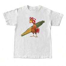 Chicken Joe T-Shirt, Unisex Beach And Surf T-Shirt, Back Print, Classic Casual Cotton, Gift For Her, Gift For Him, Gift For A Friend, Men's Clothing DBT9 - 黑色 - 查看 2