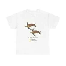 Camiseta de la National Geographic con diseño de tortuga marina, camiseta con temática oceánica - alta calidad - Blanco - Ver 1