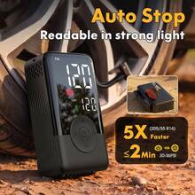 CARSUN Carson Tire Inflator Portable Air Compressor, 150PSI 12V DC Auto Pump With Digital Pressure Gauge, Emergency LED Light Suitable For Bicycle, Balloon, Green, Car, Auto Parts, Car Accessories, Car Decor - Wireless - With Side Hose - View 2