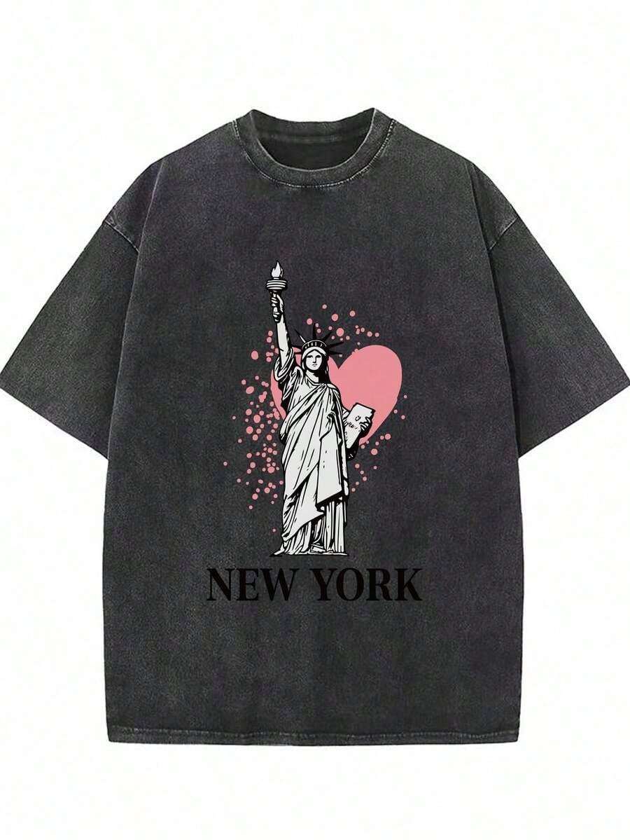 Nueva Camiseta Vintage Versátil para Hombre, Estilo Europeo y Americano, 100% Algodón 230g, Ajuste Cómodo, Diseño Estampado Único, Camiseta Navideña - Negro - Ver 1