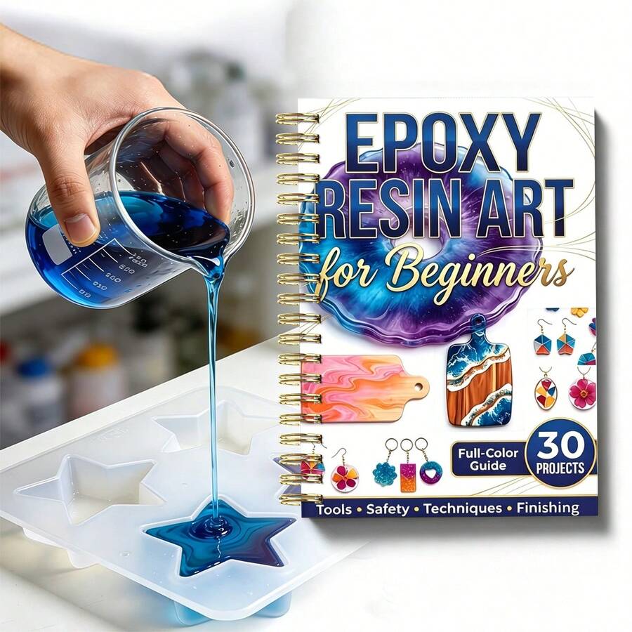 1 pieza Cuaderno de espiral de arte de resina epoxi A5, adecuado para registrar el proceso de creación artística, diario con cuentagotas, adecuado para principiantes, profesionales, artistas de resina y entusiastas - Resina epoxi 013 - Ver 1