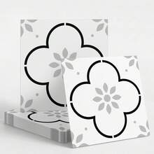 Set de 12 pegatinas de pared con patrón floral francés, pegatinas decorativas retro y gruesas para azulejos de baño, piso y pegatinas antideslizantes con flores y ladrillos para la renovación del fondo de la cocina, pegatinas de pared extraíbles - pts001 - Ver 8