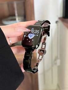 1条不对称金属表带，兼容 42mm、38mm、40mm、41mm、44mm、45mm、46mm、49mm直径，时尚智能手表替换表带，适用于Series Ultra2、Ultra SE2、SE 11、10、9、8、7、6、5、4、3、2、1，男女通用 - 黑色 - 查看 8