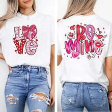 Double-Sided 100% Cotton Love T-Shirt With The Phrase "Cupid Says Be Mine," A Great Gift For Teens Who Want To Avoid Valentine's Day Pressure. Unisex Cotton Loose-Fitting Short-Sleeved Crew Neck T-Shirt With A Vintage Urban Style, Perfect For Summer Wear. - 白色 - 查看 6