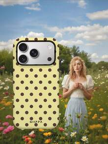 GIIPPA 1 Piece Cream-Colored Background With Brown Polka Dot Design Phone 17 Pro Max Case, Compatible With Phone 16 Pro Max, 15 Pro Max, 14 Pro Max, Korean Stylish And Interesting Phone Case, Fits 11/12/13/14/15/16 Pro Max Plus, Elegant Design Suitable For Both Men And Women, Ideal Gift For Girlfriend On Christmas, Valentine's Day, Easter, Wedding Season And Birthday - Creamy Yellow - View 5