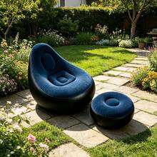 1 Set PVC Material Inflatable Sofa With Footrest, Random Color, Outdoor Camping Inflatable Folding Chair, Easy To Store And Space-Saving - Random Color - View 3