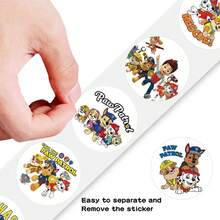 1入 PAW Patrol 圓形捲裝貼紙，可愛卡通狗狗巡邏隊自黏封口標籤，筆記本、剪貼簿、禮物包裝、信封封口、兒童派對小禮裝飾貼紙，Zuma & Everest，10種不同圖案，男女童適用 - 彩色 - 查看 4