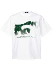 Tiny Spark Men's Short Sleeve Blurred Letter Print Crew Neck Casual T-Shirt - White - View 2