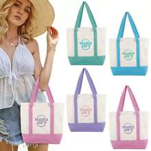 4-Pack Canvas Tote Bag For Women, Multi-Pocket Aesthetic Shoulder Bag, Heavy Duty Reusable Grocery Bag For Work, Travel, Shopping And Beach, Versatile Crossbody Handbag With Multiple Compartments. - 多色 - 查看 1