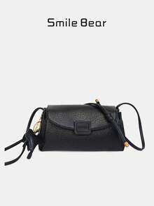 Minimalist Flap Shoulder Bag, Compact Crossbody Purse With Decorative Knot Detail For Everyday & Commute - Multicolor - View 3