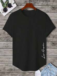Manfinity LEGND Men's Letter Print T-Shirt - Black - View 2