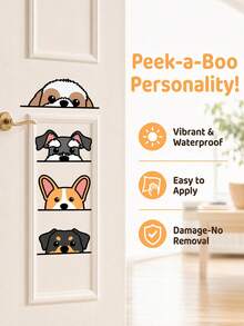 1 Set Stiker PVC Kartun Anjing Mengintip Lucu - Stiker Landak Menggemaskan, Dua Sisi, Dapat Dilepas, Hasil Akhir Matte, Cocok untuk Kaca dan Dinding - Sempurna untuk Dekorasi Kamar Tidur, Kamar Mandi, dan Jendela Mobil, Meningkatkan Visibilitas, Hewan Peliharaan yang Menggemaskan, Dekorasi Rumah - A - View 2
