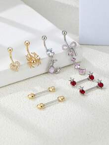 Bộ 8 món trang sức xỏ khuyên cơ thể đính đá lấp lánh hình trái tim, bướm, nhện sang trọng, phù hợp cho bãi biển, tiệc tùng, đám cưới, lễ hội và phong cách cá nhân. - 8 miếng - Xem 2