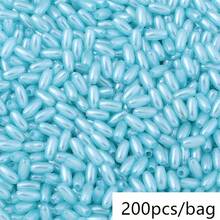 200颗4x8毫米彩虹米粒仿珍珠珠椭圆形仿ABS仿珍珠珠，适用于珠宝制作、工艺品制作、服装缝纫、服饰珠子 - 均碼 - 查看 14