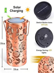 1件向日葵鏤空太陽能投影燈籠－陰影投影效果－防水－長效供電－懸掛無需接線－適合花園氛圍、花園露台、陽台欄杆、民宿外牆 - 太陽能彩色提燈 - 查看 11