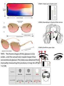 Gafas de sol para mujer con marco transparente rosa suave y lentes rosas degradados con cadena de cristales, que favorecen el rostro y son versátiles para ir al trabajo, viajar, citas, conducir, con protección UV - Multicolor - Ver 4