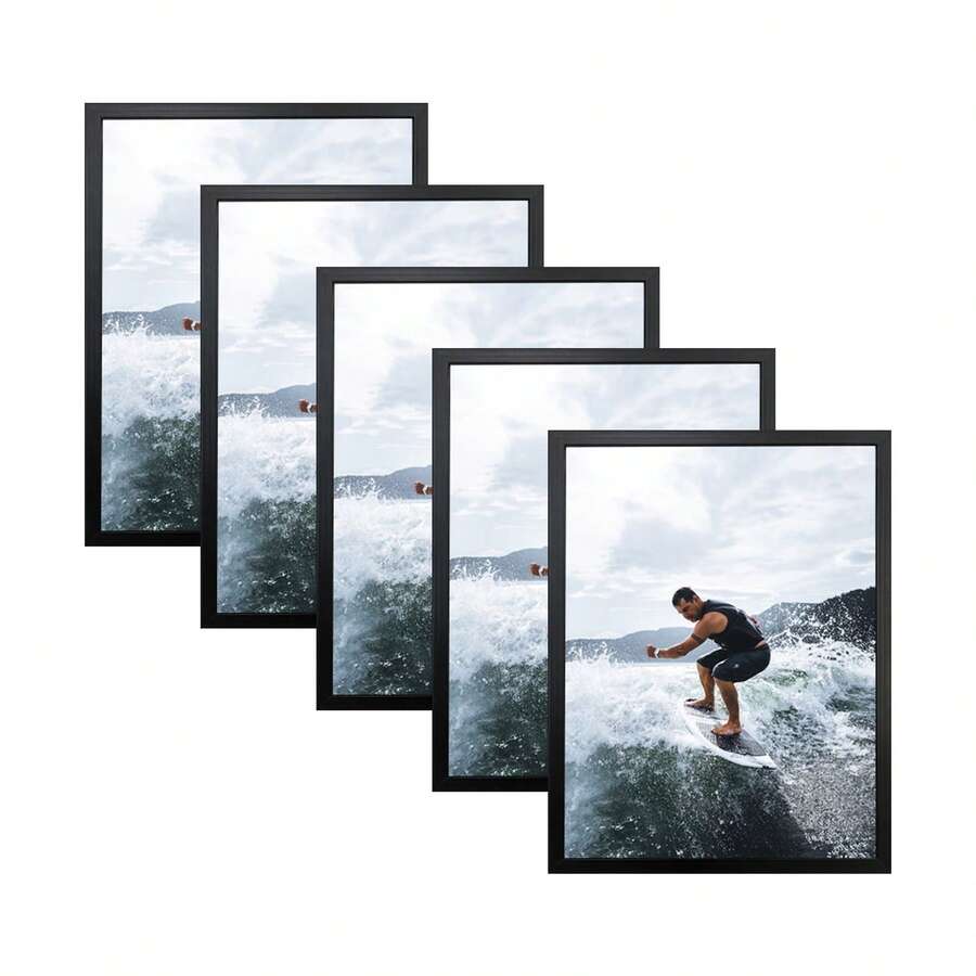 5 إطارات صور سوداء ضيقة بطراز نوردي بسيط، أفقية وعمودية، تناسب مقاسات 3.5x5/4x6/5x7/6x8/8x10 بوصة، مناسبة لديكور غرفة المعيشة والنوم والممر، عيد الأم، عيد الميلاد، الحفلات، العودة إلى المدرسة، صور عائلية، تصوير المناظر الطبيعية - 5Pcs - مشاهدة 1