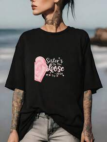 Camiseta para Mujer "Sisters on the Loose Trip 2026" - Suave, de Manga Corta y Cuello Redondo, con Combinación para Grupo, Atuendo Casual para Festivales, Ideal para Viajes Familiares, Vacaciones y Ropa Informal, Regalo - Negro - Ver 7