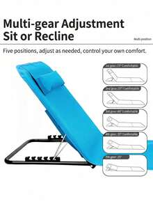 1pc 8-Color Foldable Beach Lounge Chair, Lightweight Portable Design, 5-Level Adjustable Backrest, Versatile For Lying Or Sitting, Spacious & Comfortable When Unfolded, Compact Storage, Easily Fits In Backpack, Ideal For Beach Relaxation, Camping, Picnics - Multicolor - View 5