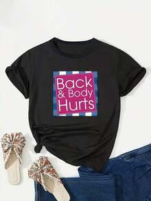 Talla Grande - Talla Grande - Camiseta de Mujer Talla Grande con Estampado de Letras - Estilo - Ver 2