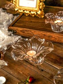 1 pieza Portavelas de vidrio de lujo, adecuado para uso en hoteles y decorativo, se puede usar para cenas a la luz de las velas en restaurantes, portavelas de decoración romántica, diseño de base sin portavelas, contiene vela de vidrio, se puede usar como decoración de mesa de meditación en la sala de té, también adecuado para decoración del hogar en el dormitorio, ayuda con el sueño - Flores - Ver 8