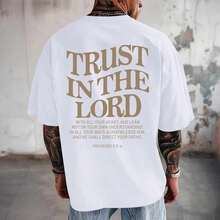 Camisetas Cristianas de Jesús para Hombre, Camiseta de Confianza en el Señor, Fe en Dios, Versículo Bíblico Religioso, Camisetas de Algodón con Diseño Gráfico de Gran Tamaño JFMV - Blanco - Ver 3