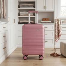 Hand Luggage Box, Trolley Box, Carry-On Luggage, 20-Inch Luggage Box, Mech-Anoid Style Luggage Box, ABS Material, Carry-On Bag, 360° Rotating Wheels, Silent Wheels, New Product Launch, Suitable For Students, Families, Schools, Business Travel And Outings. - Pink - View 1