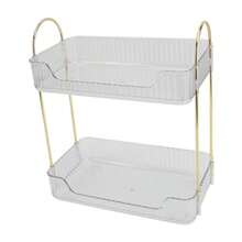 Organizador de Encimera de Baño de 2 Niveles, Diseño Simple Multiusos de Lujo Ligero, Estante de Almacenamiento Moderno de Doble Capa Duradero para Mesa de Maquillaje para - Por supuesto - Ver 6