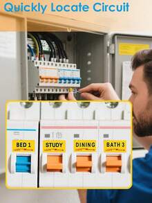 1 Sheet/2 Sheets Home Electrical Box Circuit Breaker Identification Stickers, Office Fuse Box Marking Labels, Electrical Appliance Box Panel Self-Adhesive Stickers - Yellow - View 7