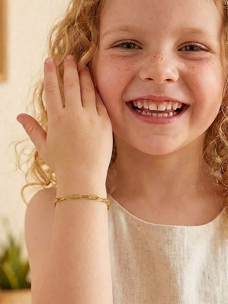 1pc Minimalist Stainless Steel Gold Chain Bracelet Accessory, Memorial Gift For Friends And Family, Outdoor Gear - Gold - View 1