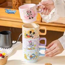 Disney Tazas apilables de cerámica de 400ml con diseño de Mickey y Minnie, tazas de café/té de alta calidad con coloridos esmaltes, juego de regalo creativo de té de la tarde para niñas - Multicolor - Ver 1