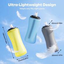 1 Pack Collapsible Water Bottles 350ml(11.84 Oz), 2026 New Reusable Running Foldable Water Bottle, Leakproof Travel Water Bottle For Running, Hiking, Travel, Outdoors, Camping (1, Blue) - 黑+黃 - 查看 6