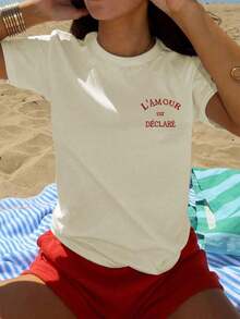 T-Shirts GraphicNew Summer 2026 Collection, Old School Style [Double-Sided Print] [Wilderness Orientation] Pure Cotton Crew Neck Short Sleeve T-Shirt With EMOI EMOI Letter Print, Casual, Sizes: S–7XL; 24-Hour Shipping. Clothing. - 杏色 - 查看 3