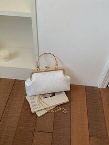 1个白色尼龙手拿包，纯色夏季新品，女士手提包，可单肩或斜挎 - 白色 - 查看 2
