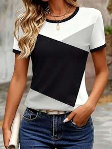 Women's Casual T-Shirt With Print, Round Neck And Short Sleeve - Multicolor 9 - View 5