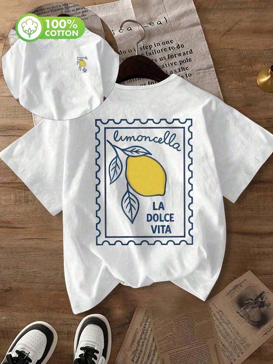 Camiseta gráfica de limón 100% algodón, pieza esencial y de moda para el uso casual de verano en color blanco100% Cotton - Blanco - Ver 1