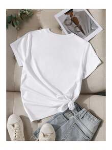 Camisa básica, holgada y cómoda estampada para hombre, ideal para el verano. - Blanco - Ver 2