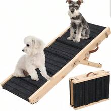 Adjustable Dog Ramp, Portable Folding Pet Ramp, Long Wooden Pet Ramp For Bed With Non-Slip Traction Mat For Small Dogs, Dog Climbing Ladder For Sofa, Bed, Couch,Car - 83*31*6cm - View 6