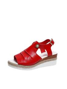 Women's Fashion Peep-Toe Wedge Buckle Strap Outdoor Beach Strap Roman Sandals For Summer,Holiday Essential - Red - View 8