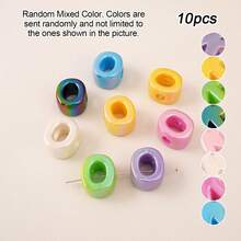 10pcs Electroplated Acrylic Large Hole English Letter Beads, DIY Phone Lanyard, Casual Shoe Charms, Handmade Jewelry Accessories, Holiday Gift [Random Mixed Color] - AB Colorful - View 23