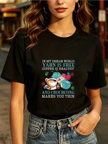 Top de uso diario a, sin costuras, tejido a crochet para un efecto adelgazante, camiseta de mujer moderna de 180g. |   Una excelente opción para regalos navideños |   Adecuado para uso y en equipo |   Tela cómoda y transpirable |   Camiseta casual de manga corta |   La elección para salidas de primavera y verano - Camiseta unisex de algodón holgada de manga corta y cuello redondo estilo vintage urbano. - Negro - Ver 1