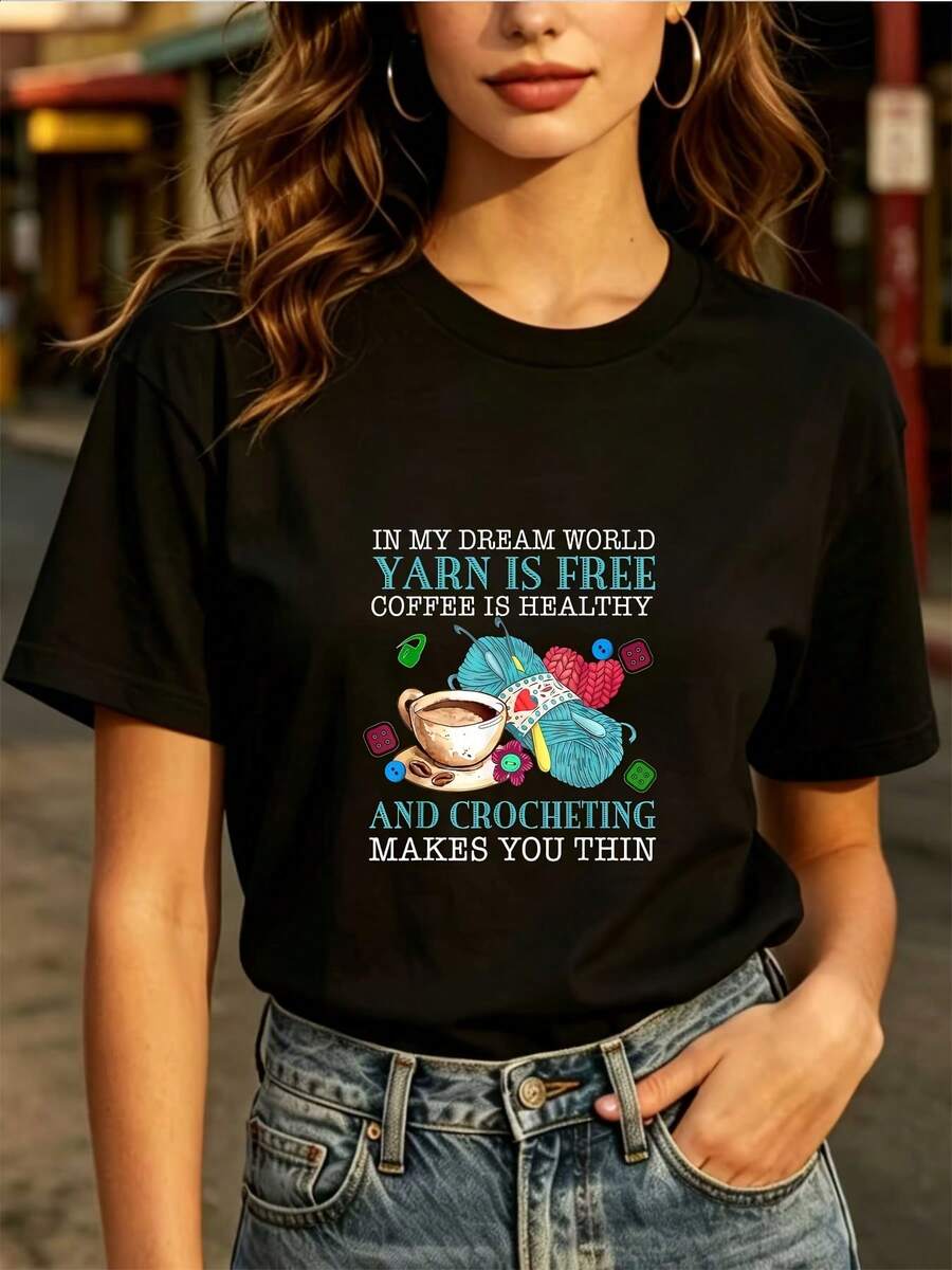 Top de uso diario a, sin costuras, tejido a crochet para un efecto adelgazante, camiseta de mujer moderna de 180g. |   Una excelente opción para regalos navideños |   Adecuado para uso y en equipo |   Tela cómoda y transpirable |   Camiseta casual de manga corta |   La elección para salidas de primavera y verano - Camiseta unisex de algodón holgada de manga corta y cuello redondo estilo vintage urbano. - Negro - Ver 1