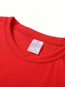 New Women's Short Sleeve T-Shirt, 180g, 100% Cotton - Versatile Casual Summer Print T-Shirt For Men - Summer Print T-Shirt For Couples - Unisex - Holiday Gift - 紅色 - 查看 3