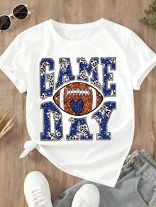 Women's Football Shirt, Bright Leopard Print And Glitter Design, Summer Casual Wear, Suitable For Sports Enthusiasts, 180g 100% Soft Cotton. - 白色 - 查看 2
