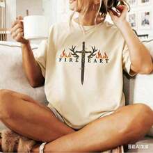 Nueva Llegada 2026 Camiseta Comfort Fireheart |     Camiseta Throne Of Glass con Citas de SJM, Camiseta SJM, Camiseta 'You Do Not Yield', Estilo Vintage Fire-Heart, Estilo Urbano, Unisex, Camiseta de Algodón de Manga Corta y Cuello Redondo, Tejido Suave, Transpirable, 100% Algodón, Uso Diario, Camiseta de Mujer con Estampado Gráfico - Albaricoque - Ver 2